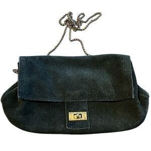 Free People Navy Suede Chain Link Cross Body purse